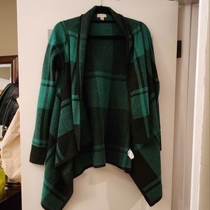 Merona cardigan green and black plaid